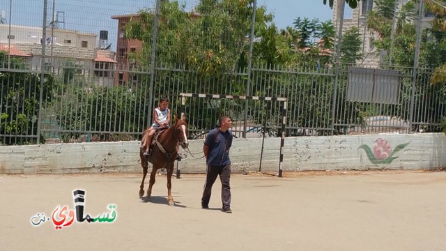 كفرقاسم - فيديو  : تعليم هواية ركوب الخيل في مدرسة جنة ابن رشد في اليوم الرابع لصيف الصادقة 